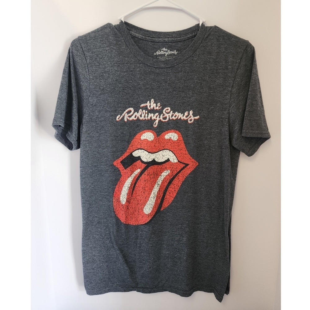 The Rolling Stones Graphic T-Shirt Gray Heather Tongue Logo Rock Band Small